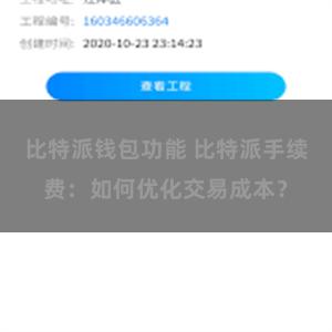 比特派钱包功能 比特派手续费：如何优化交易成本？